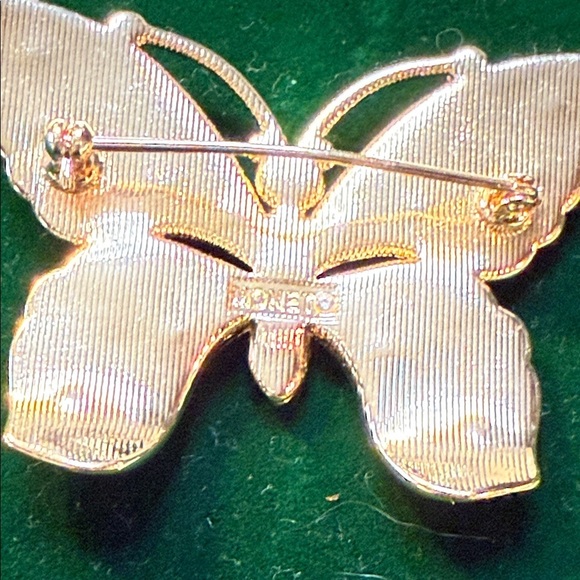 Monet Elegant Gold Butterfly Brooch with Crystals - Picture 3 of 3
